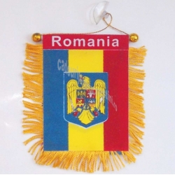 Steag auto  tip fanion cu stema Romaniei